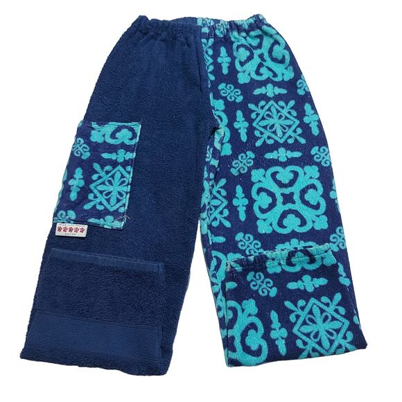 Kiki's Nation blue batik print cotton towelling pool pants